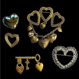 Heart Brooches Lot of 5